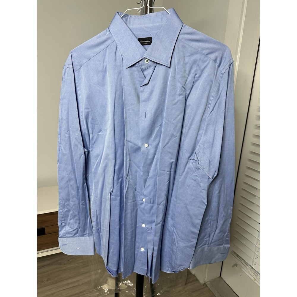 Ermenegildo Zegna Mens 46/18‎  Button Front Long Sleeve Dress Shirt